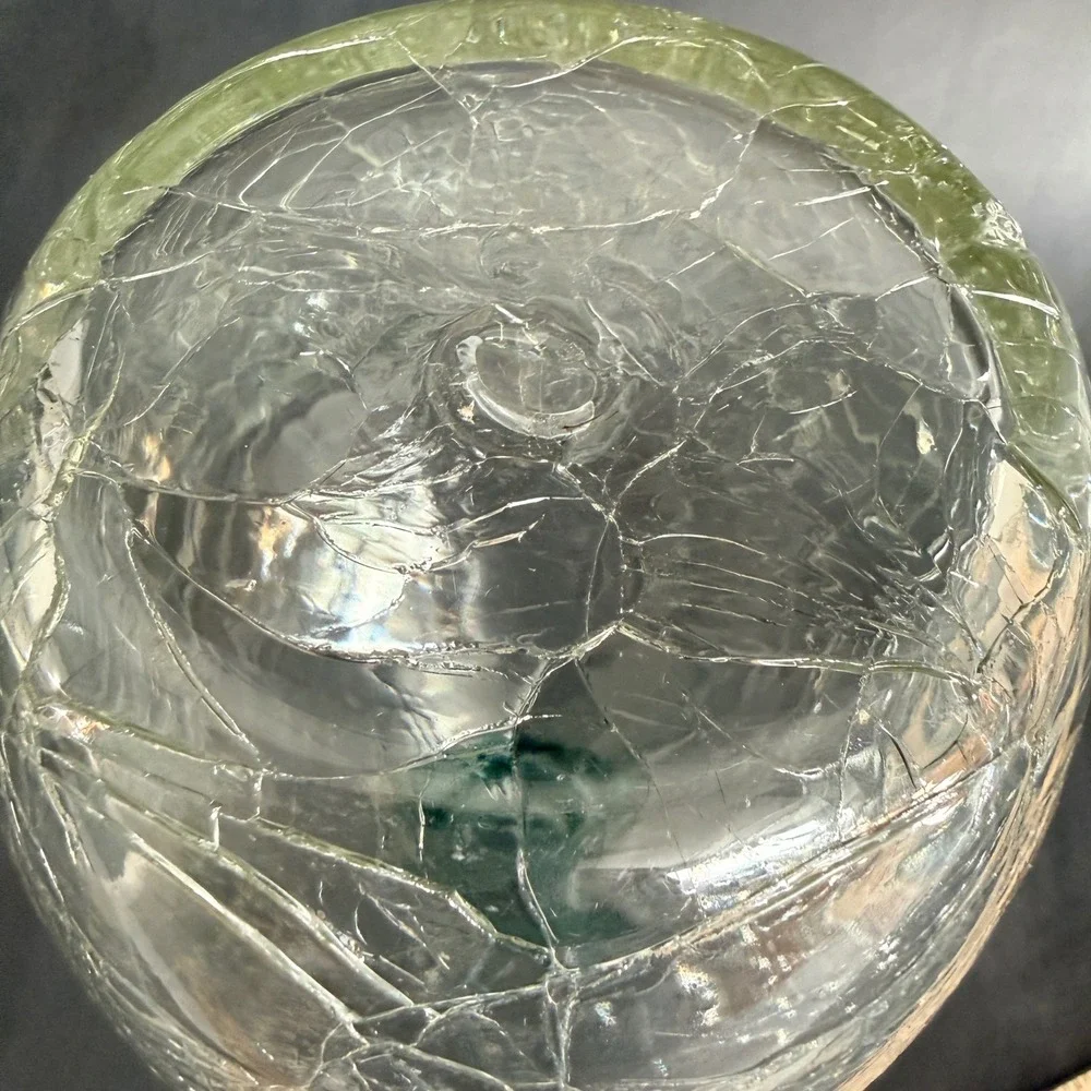 Vintage Blenko 475 Emerald Green Decanter Crackle Glass Winslow Anderson Era